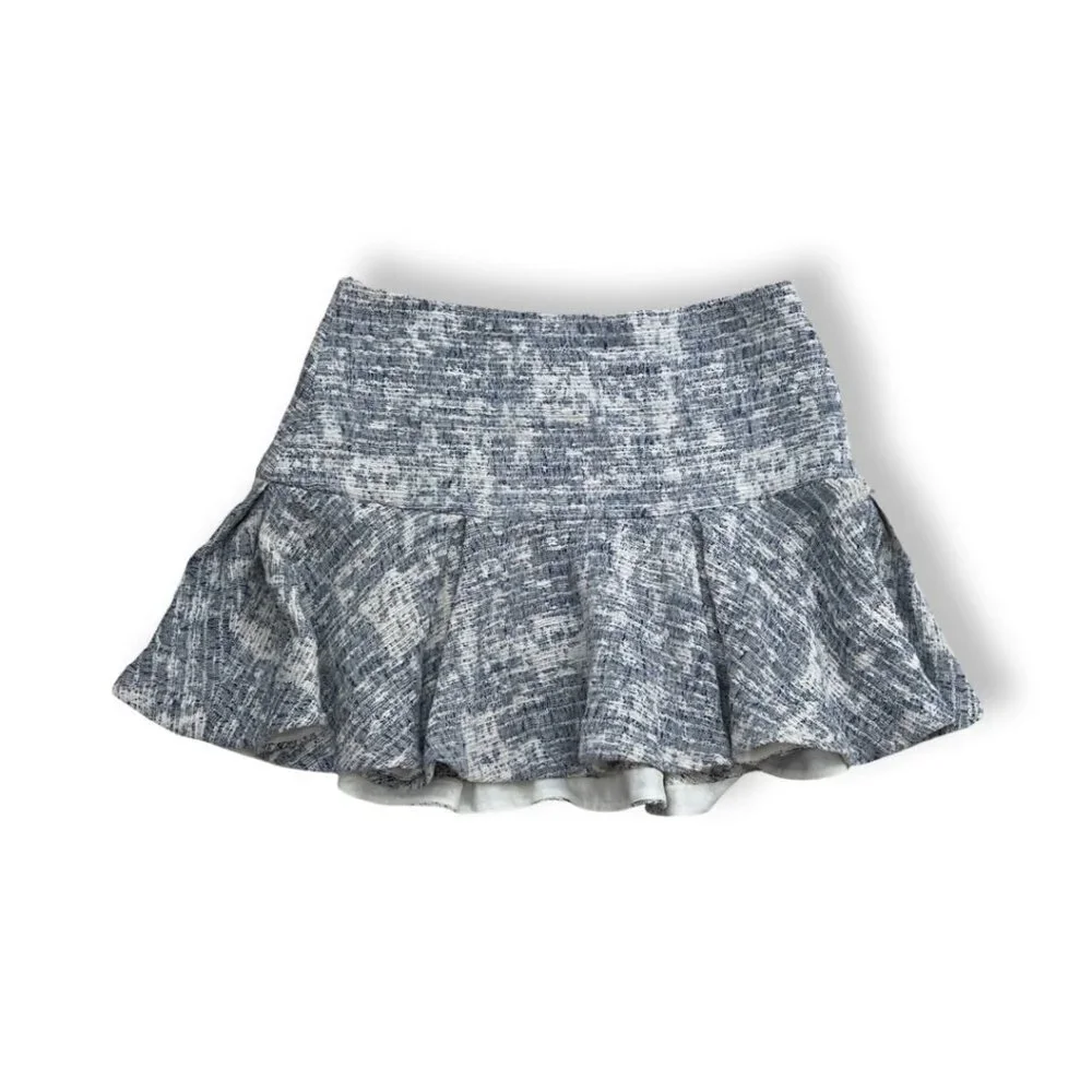 10 Crosby Derek Lam tweed ruffle white blue mini skirt size 6